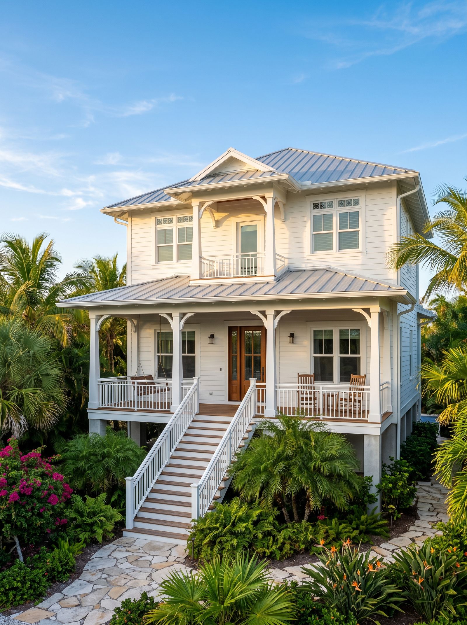 Finished custom coastal home built by Island Touch Construction in the Florida Keys