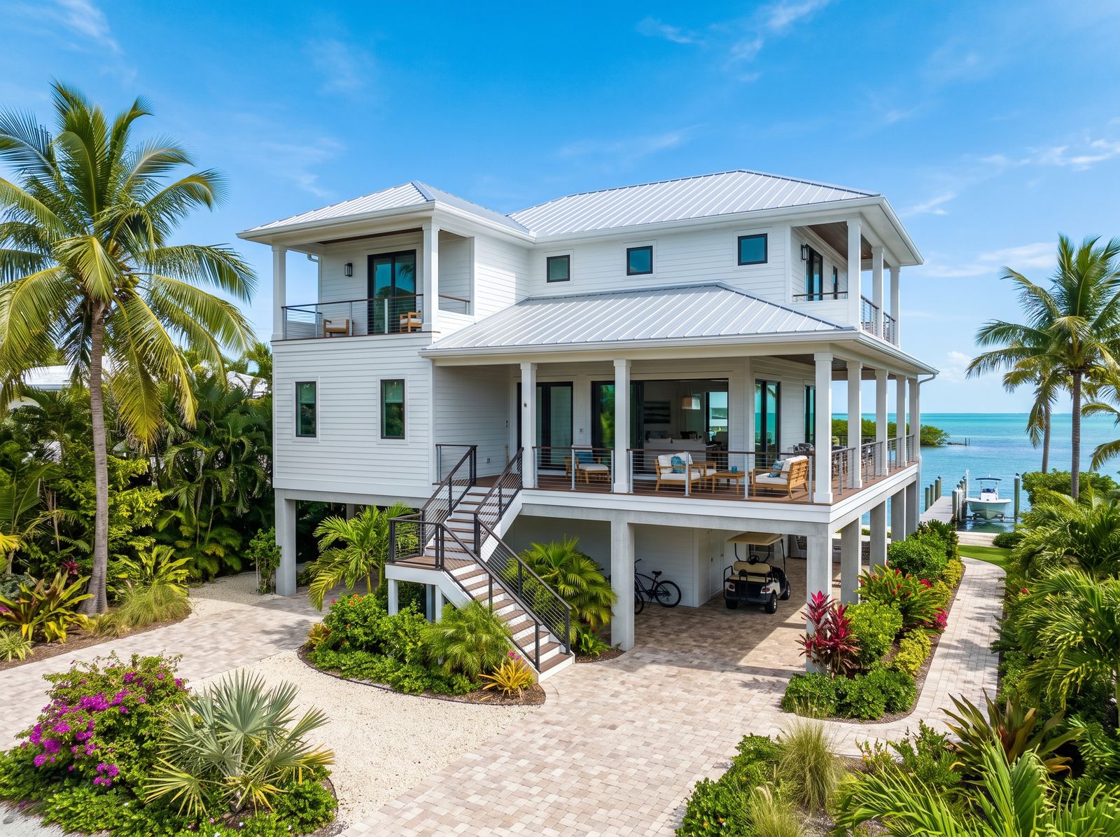 Completed modern custom coastal home in the Florida Keys