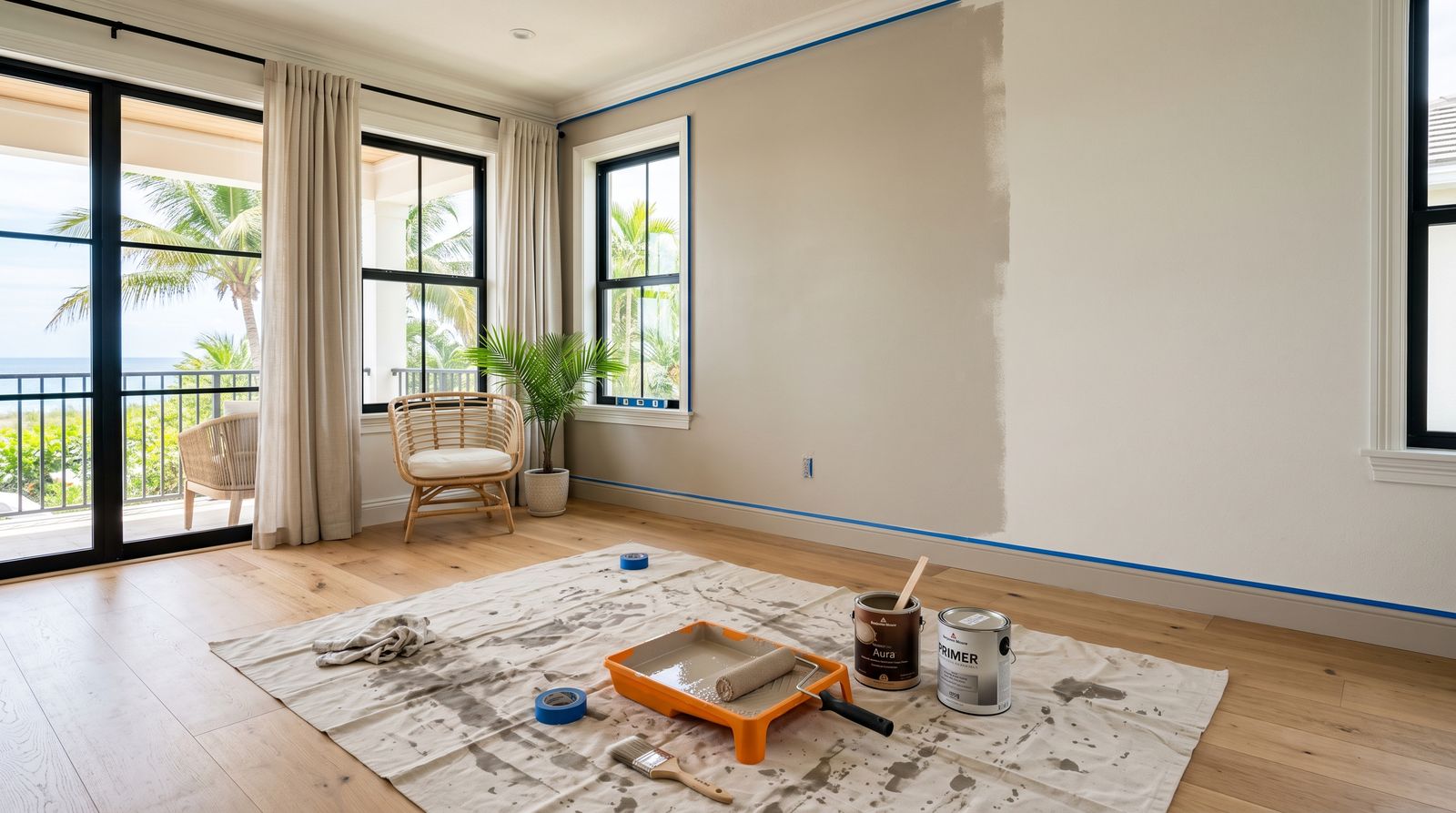 Professional painter applying a fresh coat to an interior wall